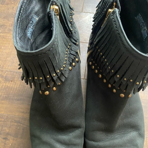 UGG Ariane Black Studded Nubuck Fringe wedge boots - Picture 13 of 15